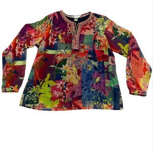 NWOT Christopher & Banks Multicolored Boho Hippie Top